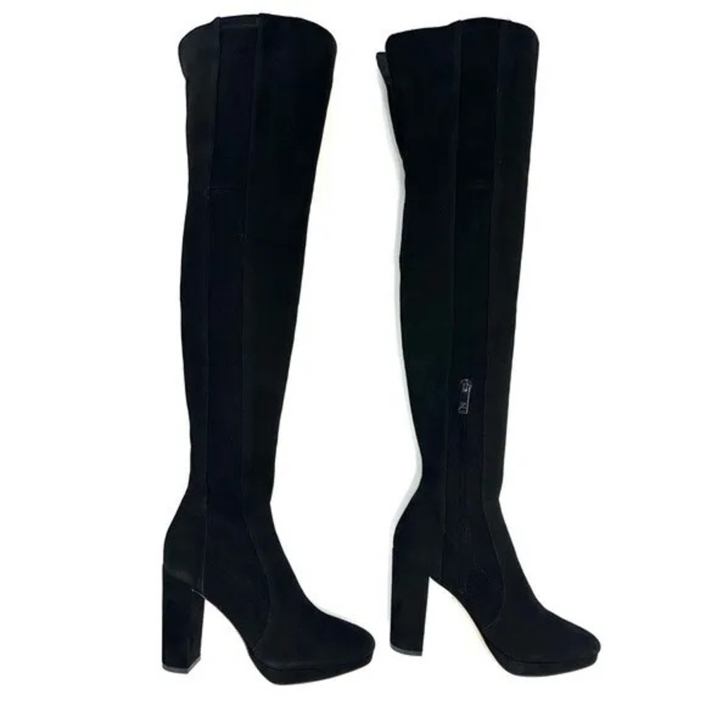 Diane Von Furstenberg Over the Knee Suede Black Boots